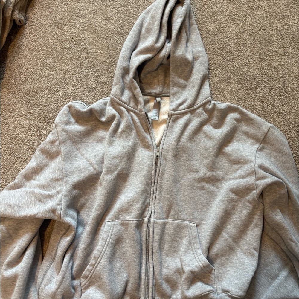 SKIMS Gray Zip-Up Hoodie